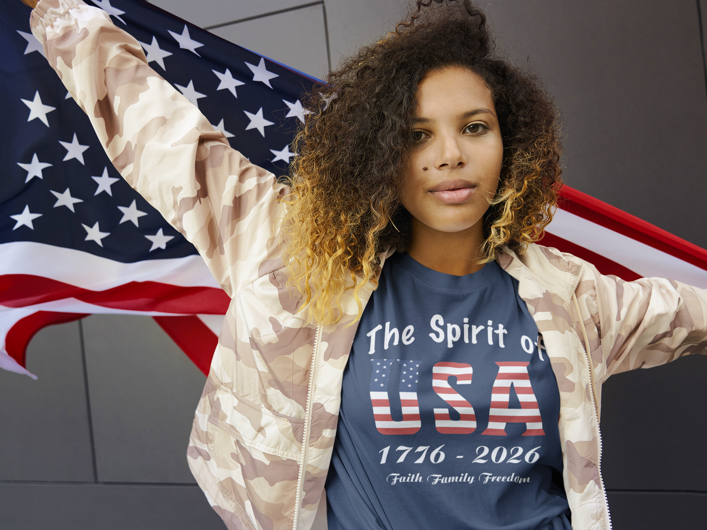 Spirit of USA 1776-2026 T-Shirt Comfort Colors 1717 Patriotic Shirt Faith Family Freedom July 4th Tee